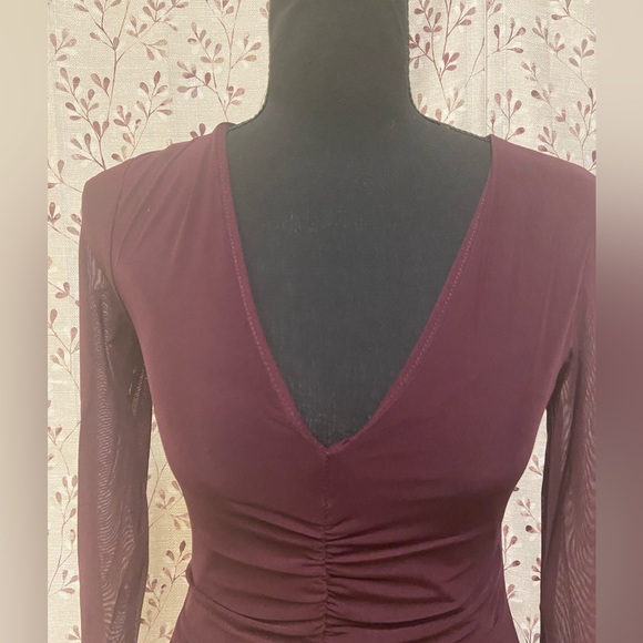 INC International Concepts - V-Neck Ruched Mesh Dress (NWT) - Picture 3 of 9